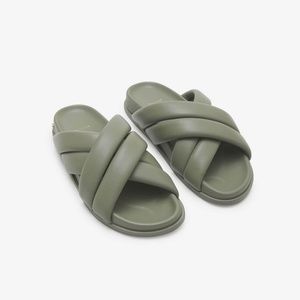 Anine Bing Lizzie Slides in Green Khaki 36